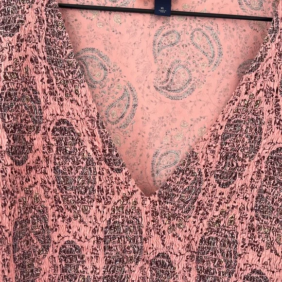 Universal Thread Coral Pink Paisley Print Puff Sleeve Midi Dress - Picture 4 of 6